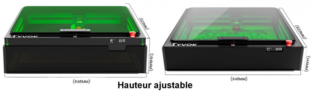 Tyvok X1C machine laser 20w Hauteur réglable